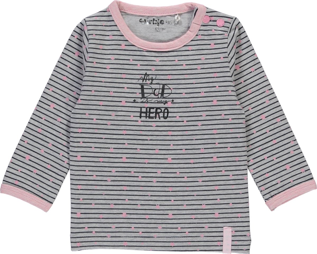 Dirkje Longsleeve stripe grey melee - Maat 62
