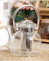 Glazen Theepot Top Vuurvast - Borosilicaat Glas - RVS - 2000 ml