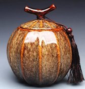 Mini Urn keramiek Wit pompoen vorm