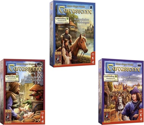 Afbeelding van het spel Spellenbundel - 3 Stuks - Carcassonne Kathedralen&Herbergen & Kooplieden&Bouwmeesters & Graaf, Koning en Consorten