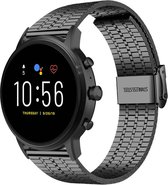Stalen Smartwatch bandje - Geschikt voor  Fossil Gen 5 roestvrij stalen band - zwart - Strap-it Horlogeband / Polsband / Armband
