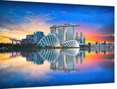 Indrukwekkende skyline van Marina Bay in Singapore - Foto op Dibond - 90 x 60 cm