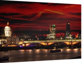 Nachtelijke blik op Saint Pauls Cathedral in Londen - Foto op Dibond - 60 x 40 cm
