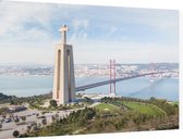 Cristo Rei en de 25 Aprilbrug van Lissabon - Foto op Dibond - 60 x 40 cm
