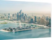 Panoramische luchtfoto van de Dubai Marina skyline - Foto op Dibond - 90 x 60 cm