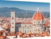 De oranje daken en kathedraal van Florence - Foto op Dibond - 90 x 60 cm