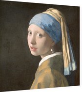 Meisje met de parel, Johannes Vermeer - Foto op Dibond - 80 x 80 cm