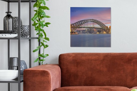 Toile Peinture Sydney Skyline et le Sydney Harbour Bridge en Australie - 50x50 cm - Décoration murale