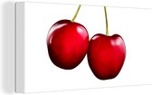 Canvas Schilderij Kersen - Fruit - Wit - 40x20 cm - Wanddecoratie