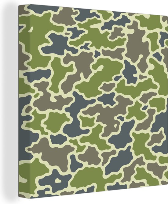 Canvas Schilderij Groen camouflage patroon - 50x50 cm - Wanddecoratie