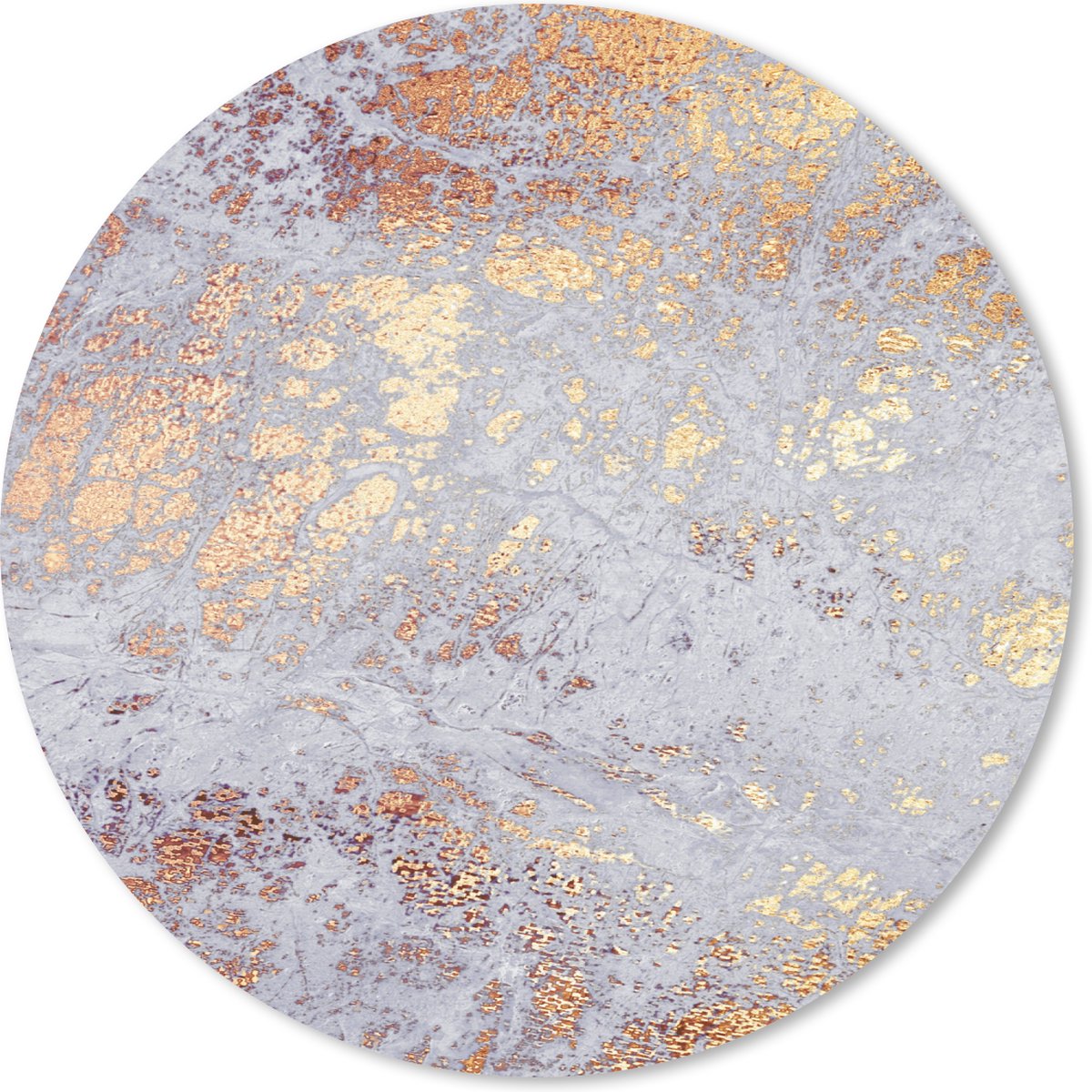 Muismat rond 30x30 cm - Mousepad Marmer - Blauw - Goud - Chic - Ronde muismatten