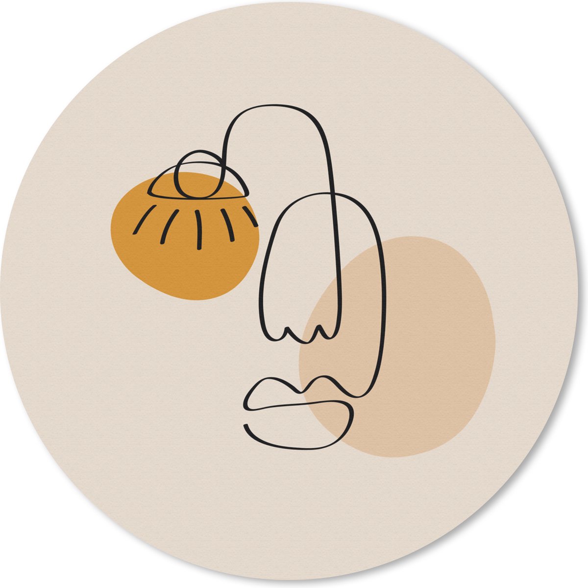 Muismat rond 30x30 cm - Mousepad Minimalisme - Pastel - Gezicht - Ronde muismatten