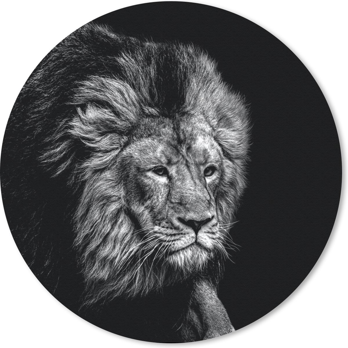 Muismat rond 20x20 cm - Mousepad Leeuw - Dieren - Zwart - Wit - Ronde muismatten