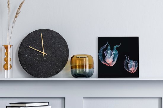 Tableau sur toile Méduse - Animaux aquatiques - Zwart - 20x20 cm - Décoration murale