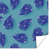 Affiche une illustration de pierres précieuses bleu foncé 75x75 cm - Tirage photo sur Poster (décoration murale salon / chambre) / Poster Stone