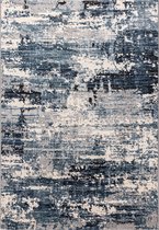 Vloerkleed TOLEDO - modern - marineblauw grijs wit - zacht velours - 120 x 170 cm - in diverse maten verkrijgbaar - kleed - tapijt - karpet - loper - mat - keukenmat - keukenloper