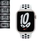 RipaWare Sport Watch bandje - Compatible met Apple - Silicone - 42, 44, 45mm - M/L - platinum / zwart