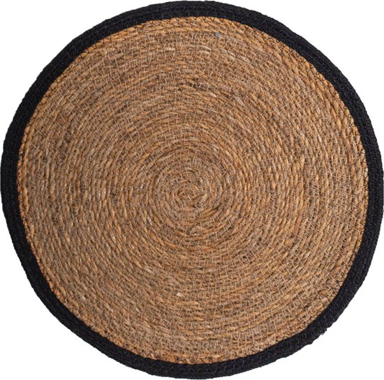 Rieten Placemat Naturel, Zwart Ø38cm Placemat Dani Giga Meubel