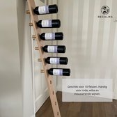 Recalma wijnrek - Wijnfleshouder - Horizontale wijnfleshouder - Eiken wijnrek - Flessenrek - 10 flessen - 150 cm - Handgemaakt - Industriëel wijnrek