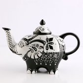 Winkrs | Winkrs | Keramieke Theepot Olifant | Theezetter, Thee, Drinken | Zwart/Wit