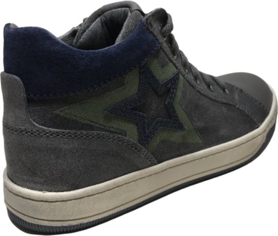 Baskets montantes Naturino taille 33 à lacets zippées marine étoile en cuir Alfie Grijs navy