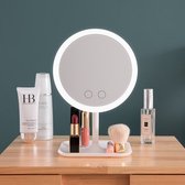 Make-up Spiegel - Klein formaat - Met verlichting - LED - Spiegeltje - Voor badkamer en slaapkamer - Op standaard - Spiegels