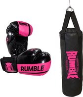 Rumble bokszak Kinderen Set Ready 3.0 Zwart/Roze 70cm Bokshandschoen 6 Oz