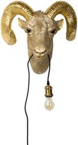 Wandlamp - Wandlamp Binnen - Dierenlamp - Ram Schedel - Goud - 48 cm breed