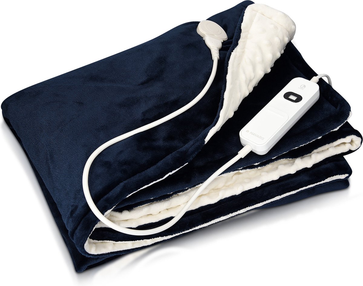 Navaris XXL warmtedeken voor 2 personen - Elektrische deken met 3 standen en timer - Bovendeken - 180 x 130 cm - Fluweelzacht - Wasbaar - Navaris