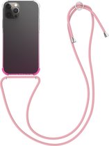 kwmobile telefoonhoesje voor Apple iPhone 12 Pro Max - Hoesje met koord in roze / transparant - Back cover voor smartphone