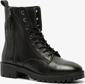 TwoDay leren dames veterboots - Zwart - Maat 40 - Echt leer