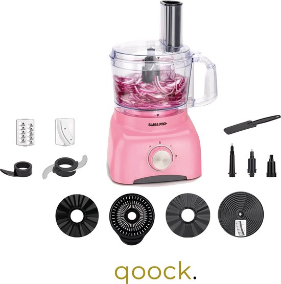 niets Dodelijk monster Qoock - Food Processor - Retro Line - Pink - 13 Delig - 800w - Met  accessoires | bol.com