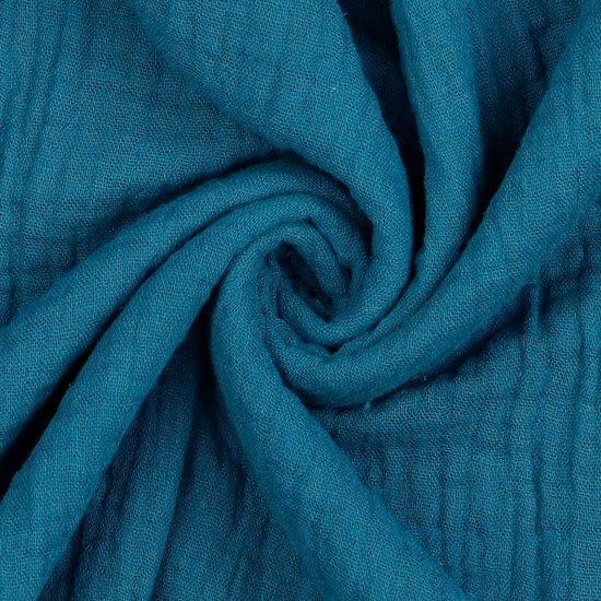 Tissu Double Gaze - 135cm de large - Petrol - 50 mètres