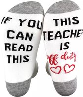 Sokken - Sokken met tekst | 37-44 - Wit - Cadeau-leuke sokken voor leraar - juffendag-cadeau voor leraar-leraar sokken -teacher socks-cadeau voor leraar en lerares - cadeau juf - lerares cadeau - bedankt meester - bedankt juf - afscheidscadeau leraar
