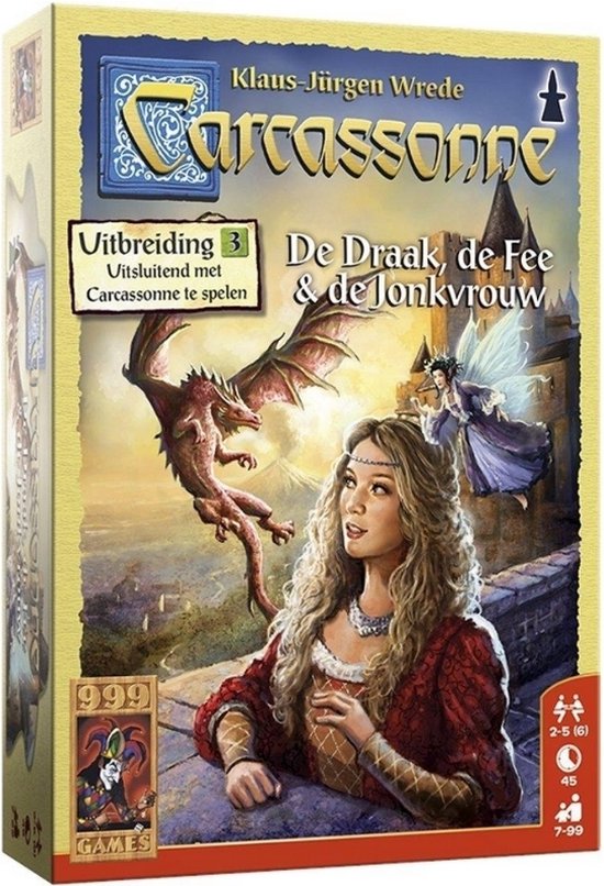 Thumbnail van een extra afbeelding van het spel Spellenbundel - 3 Stuks - Carcassonne Draak, Fee&Jonkvrouw & Jagers&Verzamelaars & Bruggen, Burchten&Bazaars