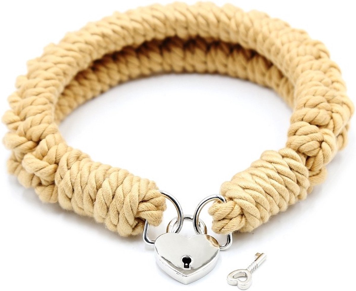 Goedkoopste BDSM - Halsband - Geweven Touw Met Hangslot - 40 cm - Erotiek - BDSM Extreme