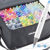 Ohuhu - Alcohol based Art markers Brush & chisel - set van 216 + Blender + etui