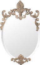 Wandspiegel 33*3*52 cm Goudkleurig Metaal, Glas Ovaal Krullen Grote Spiegel Muur Spiegel Wand Spiegel