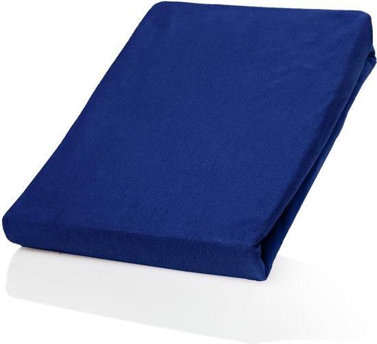 Lumaland - Jersey hoeslaken - voor waterbed of boxspring - Elastische rand - 100% katoen - 180-200 x 200-220 cm koningsblauw