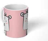 Mok - Koffiemok - Giraffe - Dieren - Roze - Mokken - 350 ML - Beker - Koffiemokken - Theemok