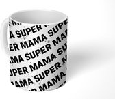 Mok - Koffiemok - Super mama - Moederdag cadeautje - Moederdag - Vintage - zwart wit - Mokken - 350 ML - Beker - Koffiemokken - Theemok