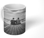Mok - Vriendschap tussen twee boeddhistische monniken - zwart wit - 350 ML - Beker