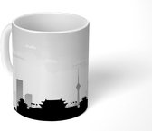 Mok - tekening van een silhouet van de skyline van Beijing - zwart wit - 350 ML - Beker