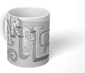 Mok - Barcelona tekening in letters - zwart wit - 350 ML - Beker