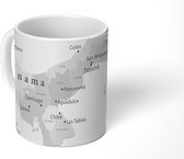 Mok - een lichtblauwe kaart van Panama - zwart wit - 350 ML - Beker