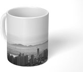 Mok - Panorama met oranje zonsondergang in Fuzhou - zwart wit - 350 ML - Beker