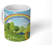 Mok - een groen landschap met een regenboog - 350 ML - Beker