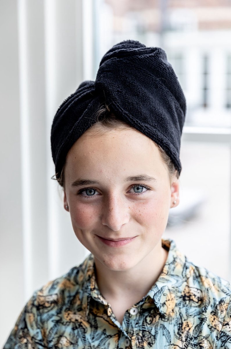 Haarhanddoek bamboe Zwart | Happy Hair Towel | Shambo | CG Methode | Curly Girl Methode |
