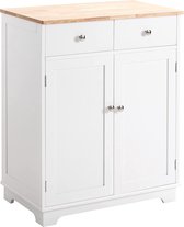 keukenkast dressoir met 2 schuiflades, ladekast, opbergkast, MDF, wit, 68 x 40,3 x 85 cm