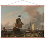 Poster In Posterhanger - Het oorlogsschip Brielle op de Maas voor Rotterdam - 50x70 cm - Kader Hout - Ophangsysteem - Kunst